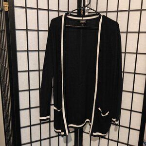 Black Ribbed Varsity Cardigan - Medium